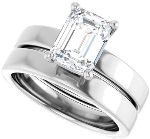 Sužadėtuvių Žiedas „Solitaire“ 14k white gold Emerald 8mm x 6mm (10)