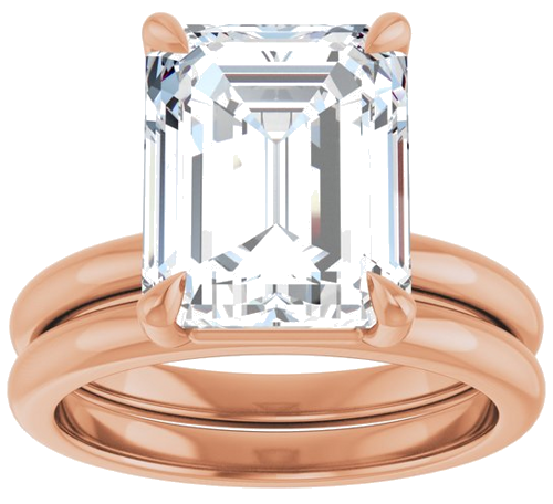 Sužadėtuvių Žiedas „Claw-Prong“ 14k rose gold Emerald 11mm x 9mm (8)