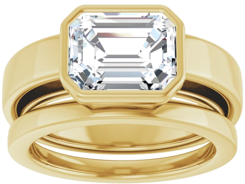 Sužadėtuvių Žiedas „Bezel-Set Solitaire“ 14k yellow gold Emerald 9mm x 7mm (8)