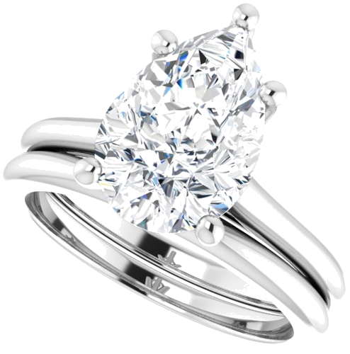 14K White 12x8 mm Pear Solitaire Engagement Ring Mounting (10)