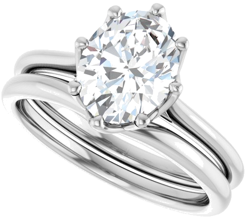Sužadėtuvių Žiedas „Solitaire“ 14k white gold Oval 9mm x 7mm (10)