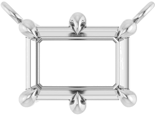 14K White 7x5 mm Emerald 6-Prong Necklace Center (1)