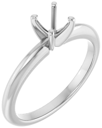 14K White  5.2 mm Round Solitaire Engagement Ring Mounting (1)