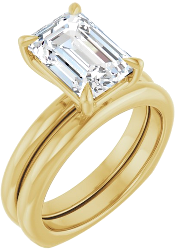 Sužadėtuvių Žiedas „Claw-Prong Euro Shank“ 14k yellow gold Emerald 10mm x 7mm (6)