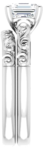 14K White 6 mm Asscher Solitaire Engagement Ring Mounting (9)