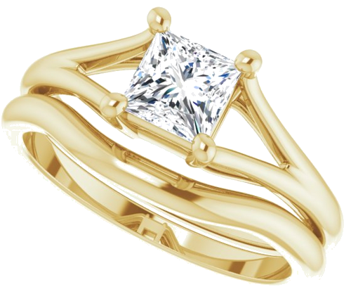 Sužadėtuvių Žiedas „Solitaire Split-Shank“ 14k yellow gold Square 5mm (10)