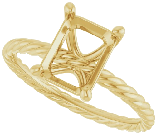 Sužadėtuvių Žiedas „Solitaire Rope“ 14k yellow gold Emerald 9mm x 7mm (5)