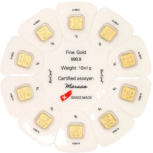 10 x 1 g Multidisc (Goldseed) Investment Gold Bars Argor-Heraeus (2)