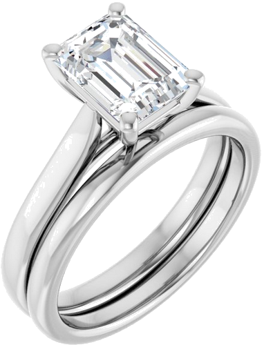 Sužadėtuvių Žiedas „Solitaire“ 950 Platinos Emerald 8mm x 6mm (6)