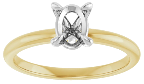 14K Yellow White 7 x 5 mm Oval Engagement Ring Mounting (3)