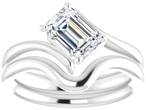 Sužadėtuvių Žiedas „Solitaire Bypass“ 14k white gold Emerald 7mm x 5mm (8)