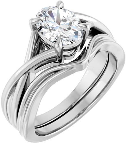 Sužadėtuvių Žiedas „Claw-Prong Solitaire“ 14k white gold Oval 8mm x 6mm (6)