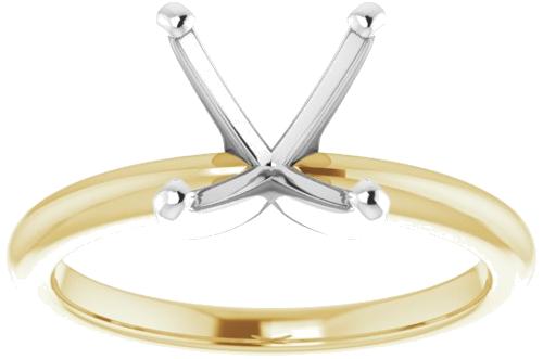 14K Yellow   White  8x8 mm Cushion Solitaire Engagement Ring Mounting (3)