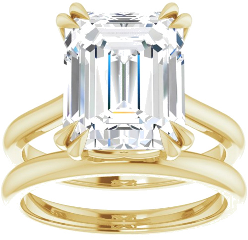 Sužadėtuvių Žiedas „Double Claw-Prong“ 14k yellow gold Emerald 11mm x 9mm (8)