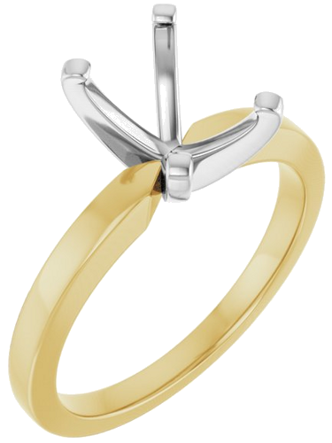 14K Yellow White 8x6 mm Emerald Solitaire Engagement Ring Mounting (1)