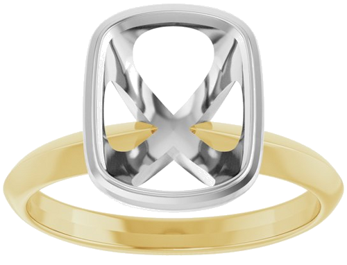 Sužadėtuvių Žiedas „Bezel-Set Solitaire“ 14k yellow/white gold Elongated Cushion 10mm x 8mm (3)