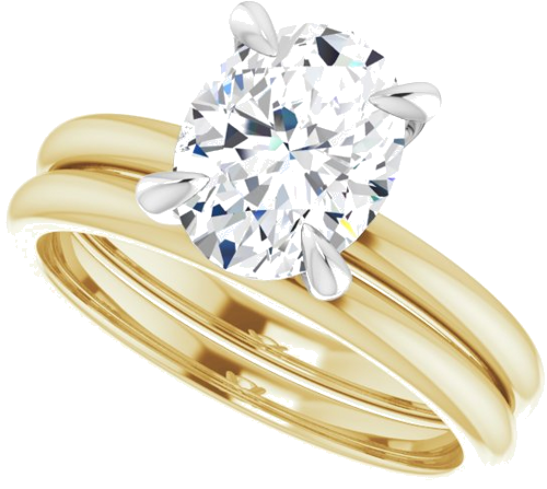 Sužadėtuvių Žiedas „Solitaire“ 750 Baltojo Ir Geltonojo Aukso Oval 9mm x 7mm (10)
