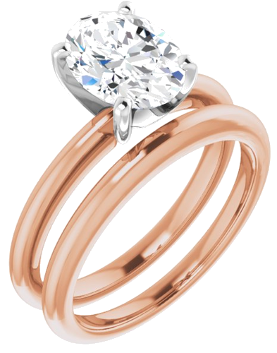 14K Rose   White  9x7 mm Oval Solitaire Engagement Ring Mounting (6)