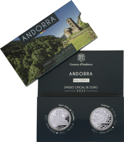 2022 Andorra Squirrel и St. Църквата Свети Йоан 1,25 евро монети (2)