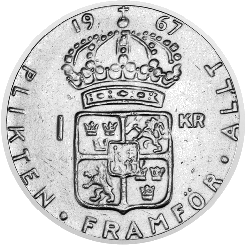 1 krona Gustaf V (1950–1973) Švedija sidabrinė moneta (2)