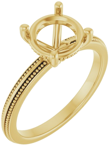 Sužadėtuvių Žiedas „Solitaire Milgrain“ 14k yellow gold Round 8mm (1)