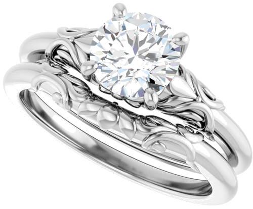 Sužadėtuvių Žiedas „Solitaire“ 14k white gold Round 6.5mm (10)