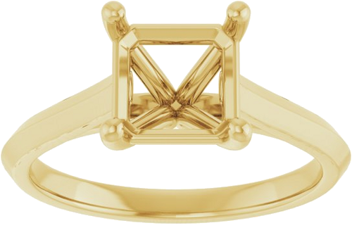 14K Yellow 7 mm Asscher Solitaire Engagement Ring Mounting (3)