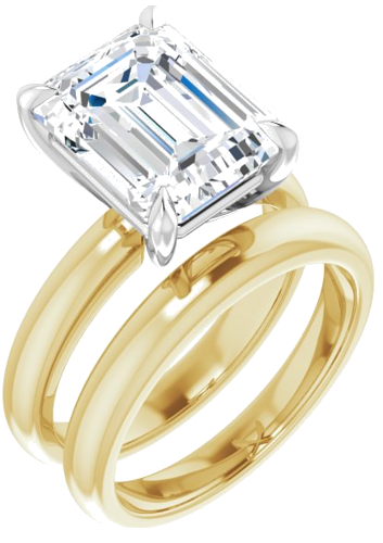 14K Yellow White 11x9 mm Emerald Solitaire Engagement Ring Mounting (6)