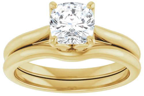 14K Yellow  6 mm Cushion Solitaire Engagement Ring Mounting (8)