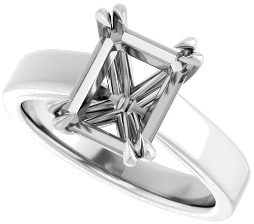 10K White 9x7 mm Emerald Engagement Ring Mounting (4)