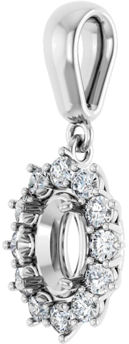 14K White 7x5 mm Oval 1 3 CTW Natural Diamond Semi-Set Pendant (2)