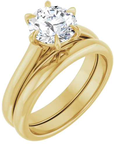 Sužadėtuvių Žiedas „Claw-Prong“ 14k yellow gold Round 7.4mm (6)
