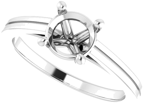 Sužadėtuvių Žiedas „Solitaire“ 14k white gold Round 6.5mm (5)