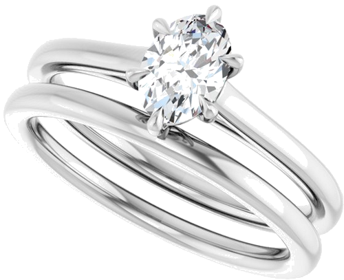 Sužadėtuvių Žiedas „Claw-Pong“ 14k white gold Oval 6.5mm x 4.5mm (10)