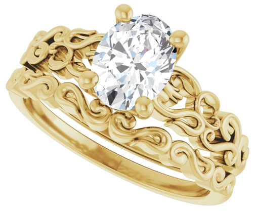 Sužadėtuvių Žiedas „Solitaire Sculptural“ 14k yellow gold Oval 8mm x 6mm (10)