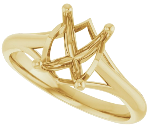 14K Yellow 8x6 mm Emerald Solitaire Engagement Ring Mounting (5)