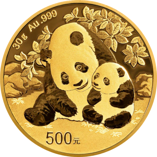 30 g Panda 2024 Ķīna 500 juaņu zelta monēta (1)