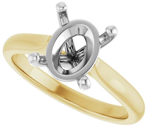 Sužadėtuvių Žiedas 14k yellow/white gold Oval 10mm x 8mm (5)
