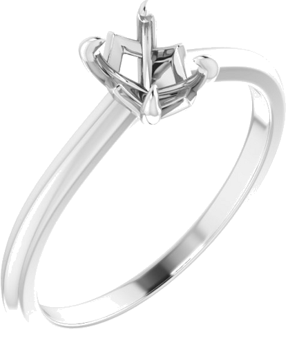 14K White 7x5 mm Oval Solitaire Engagement Ring Mounting (1)