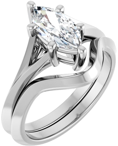 Sužadėtuvių Žiedas „Solitaire Split Shank“ 14k white gold Marquise 10mm x 5mm (6)