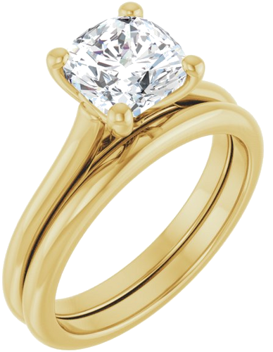 14K Yellow 7 mm Cushion Solitaire Engagement Ring Mounting (6)