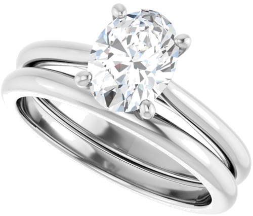 Sužadėtuvių Žiedas „Solitaire“ 417 Baltojo Aukso Oval 8mm x 6mm (10)