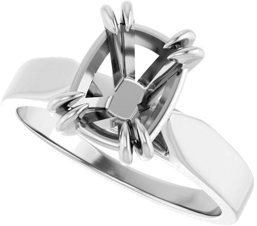 Sužadėtuvių Žiedas „Double Claw-Prong Solitaire“ 14k white gold Elongated Cushion 9mm x 7mm (5)