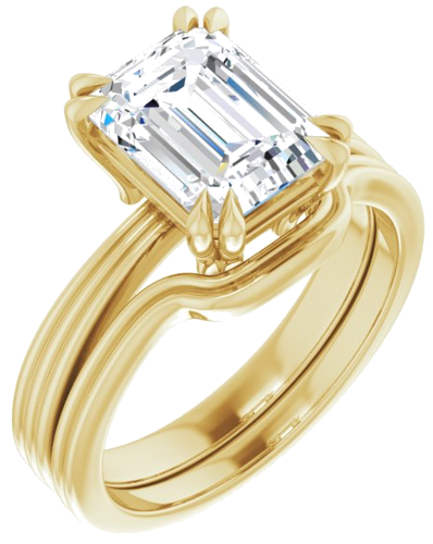 Sužadėtuvių Žiedas „Solitaire“ 585 Geltonojo Aukso Emerald 9mm x 7mm (6)