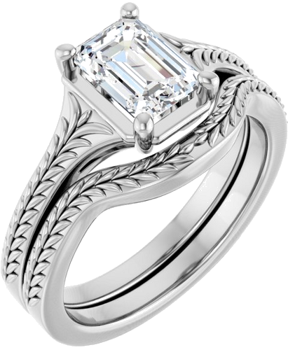 Sužadėtuvių Žiedas „Solitaire“ 14k white gold Emerald 7mm x 5mm (6)