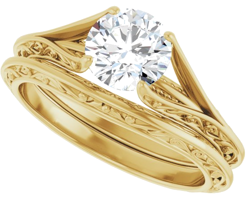 Sužadėtuvių Žiedas „Solitaire“ 585 Geltonojo Aukso Round 6.5mm (10)