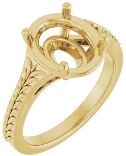 Sužadėtuvių Žiedas „Solitaire“ 14k yellow gold Oval 10mm x 8mm (1)