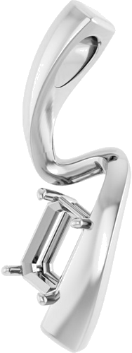 14K White  6x4 mm Emerald Pendant Mounting (2)