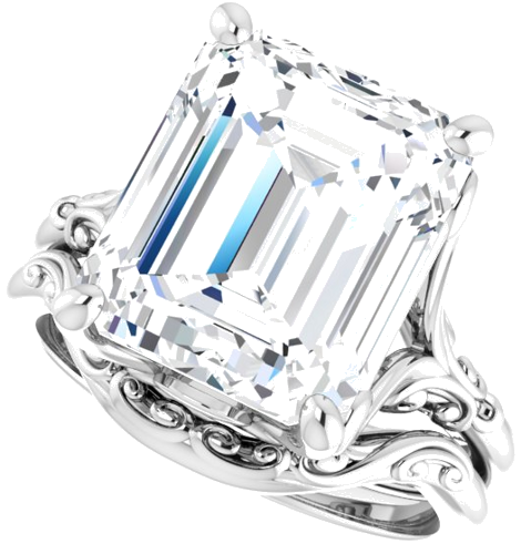 Sužadėtuvių Žiedas „Solitaire“ 14k white gold Emerald 12mm x 10mm (10)