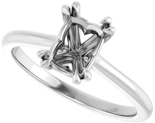 Sužadėtuvių Žiedas „Double Claw-Prong“ 14k white gold Emerald 7mm x 5mm (5)